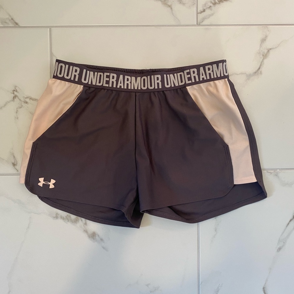 Under Armor Light Pink and Purple Running Shorts